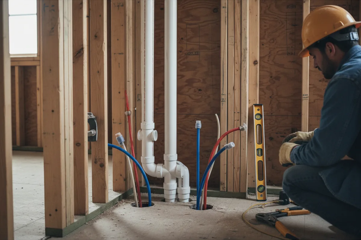 Drain and supply rough-in during Sump Pump Repair in Ocean View